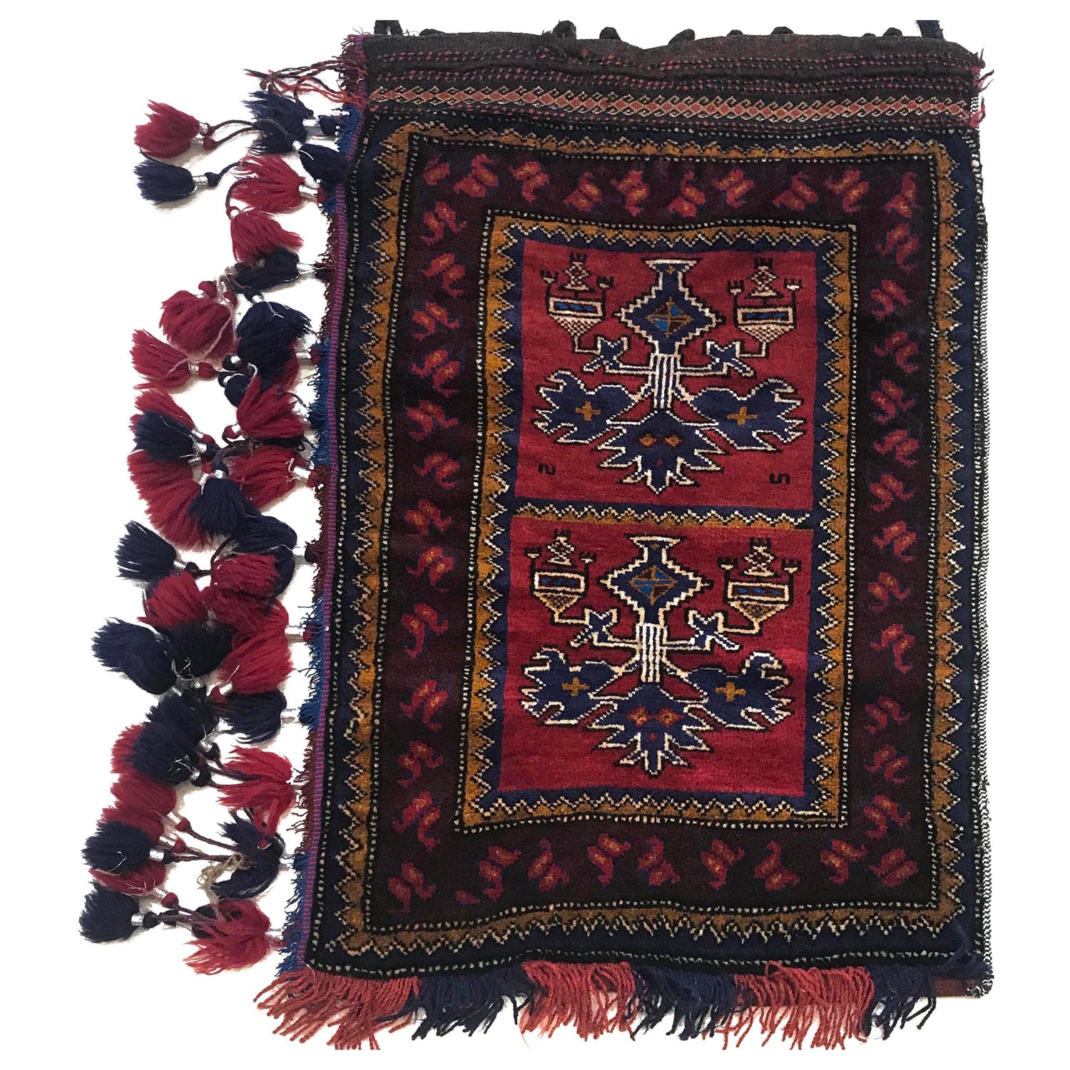Balisht Area Rug Handmade Red Geometric 2x3 ft