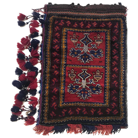 Balisht Area Rug Handmade Red Geometric 2x3 ft
