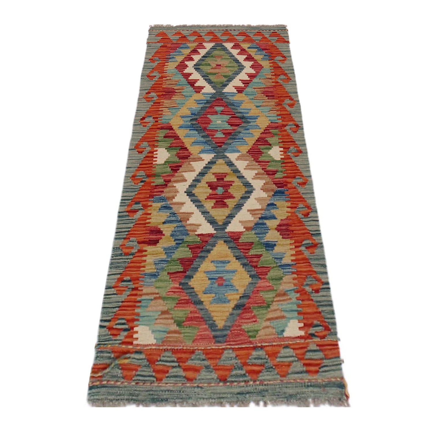 Handmade Multi Kilim Geometric 5' Runner