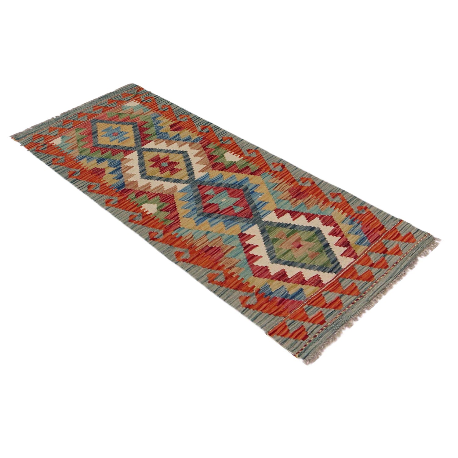 Handmade Multi Kilim Geometric 5' Runner