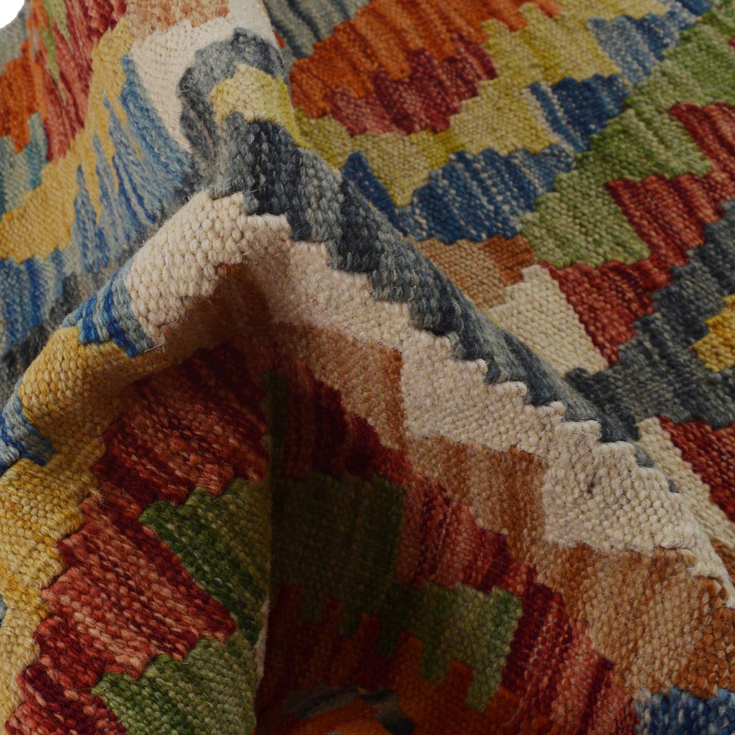 Handmade Multi Kilim Geometric 5' Runner