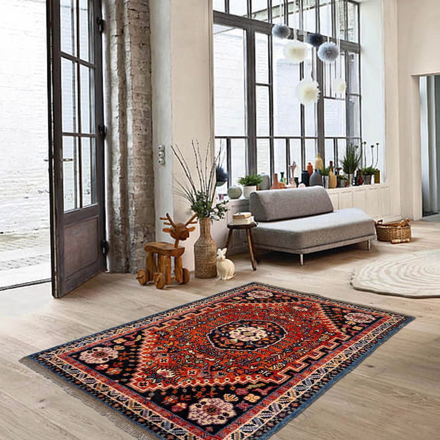 Shirazi Area Rug Handmade Red Medallion 3x5 ft