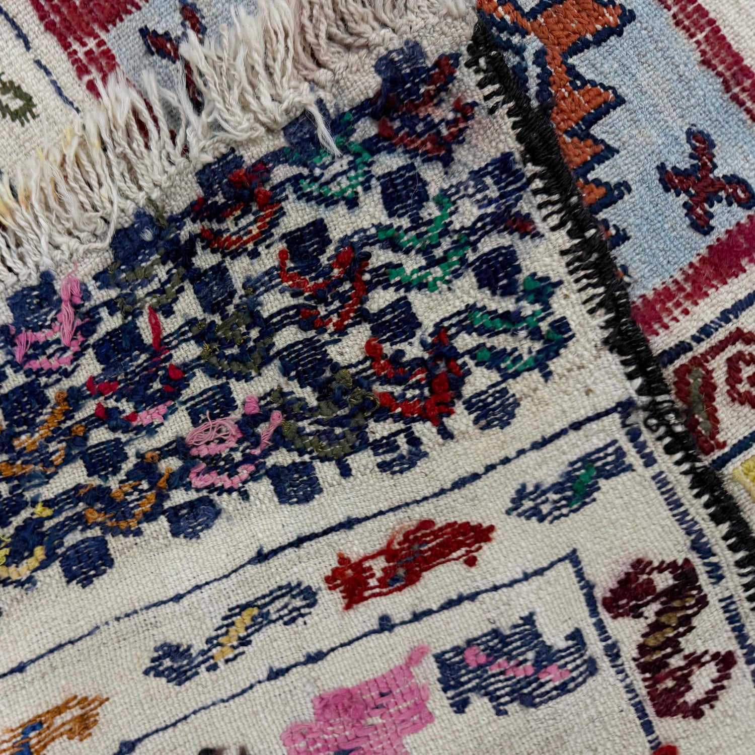 Soumak Kilim Area Rug Handmade Multi Pictorial 4x6 ft