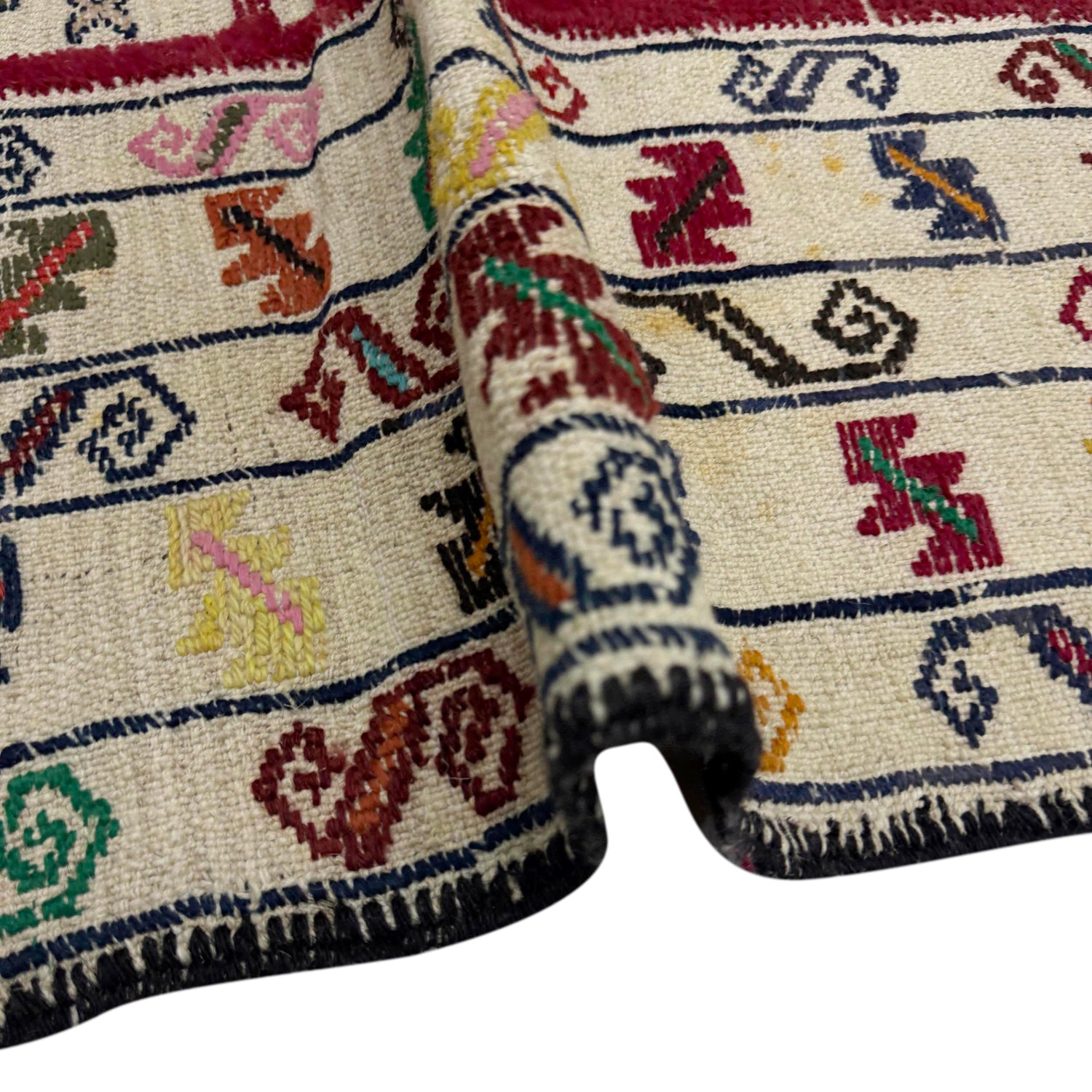 Soumak Kilim Area Rug Handmade Multi Pictorial 4x6 ft