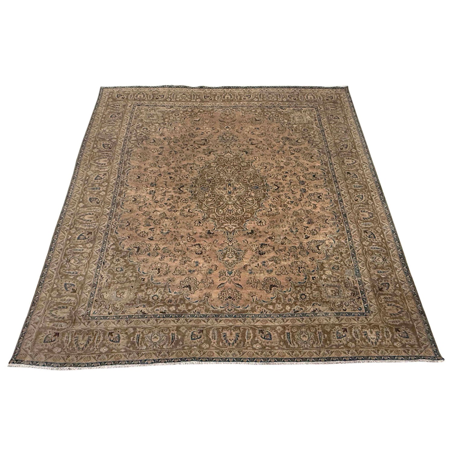 Kashan Area Rug Handmade Multi Medallion 10x13 ft