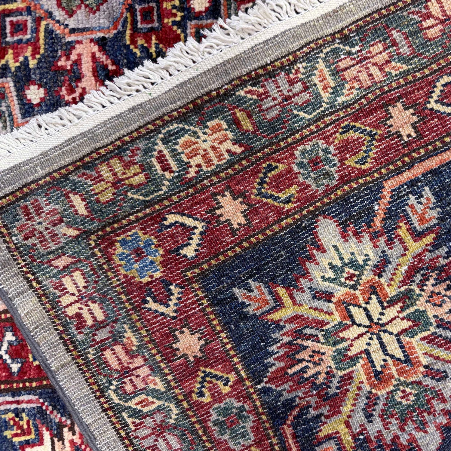 Kazak Rug Handmade Gray Medallion 7x10 ft