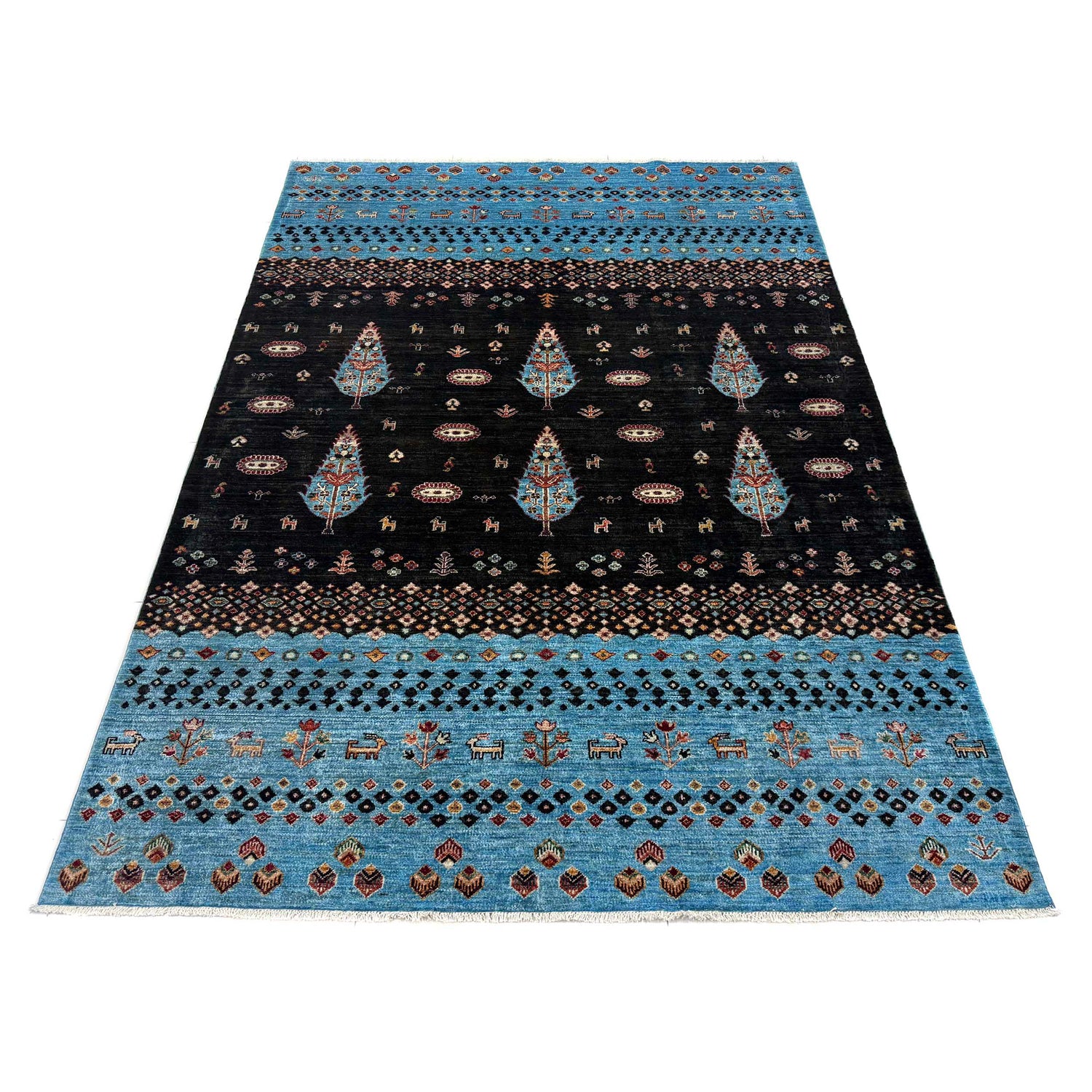 Tree Of Life Area Rug Handmade Multi Floral 7x10 ft