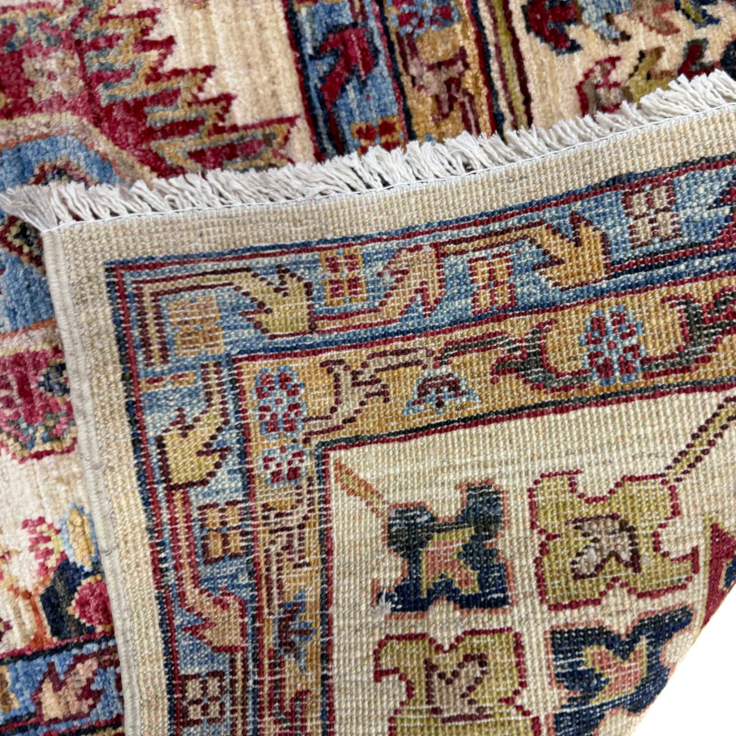 Waziri Area Rug Handmade Beige Medallion 7x10 ft