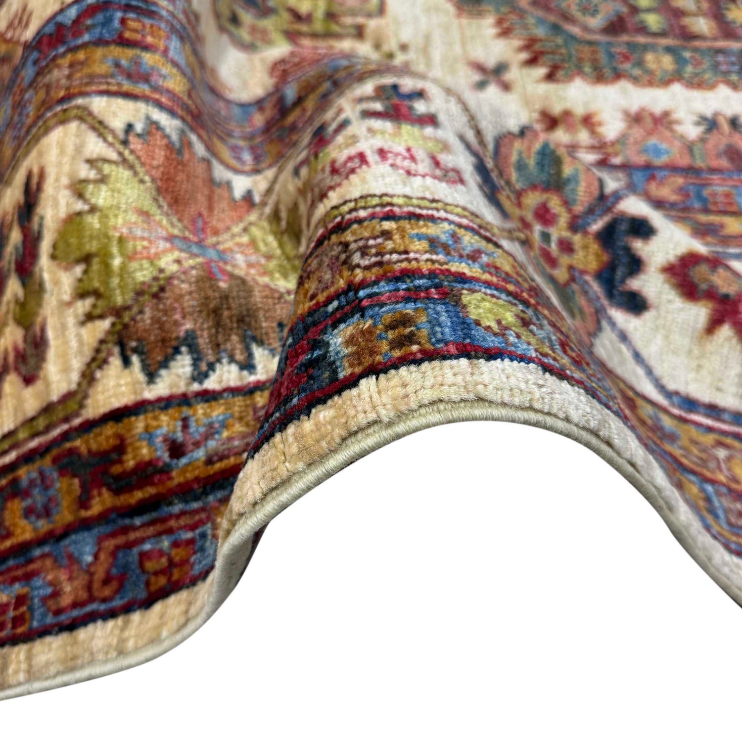 Waziri Area Rug Handmade Beige Medallion 7x10 ft