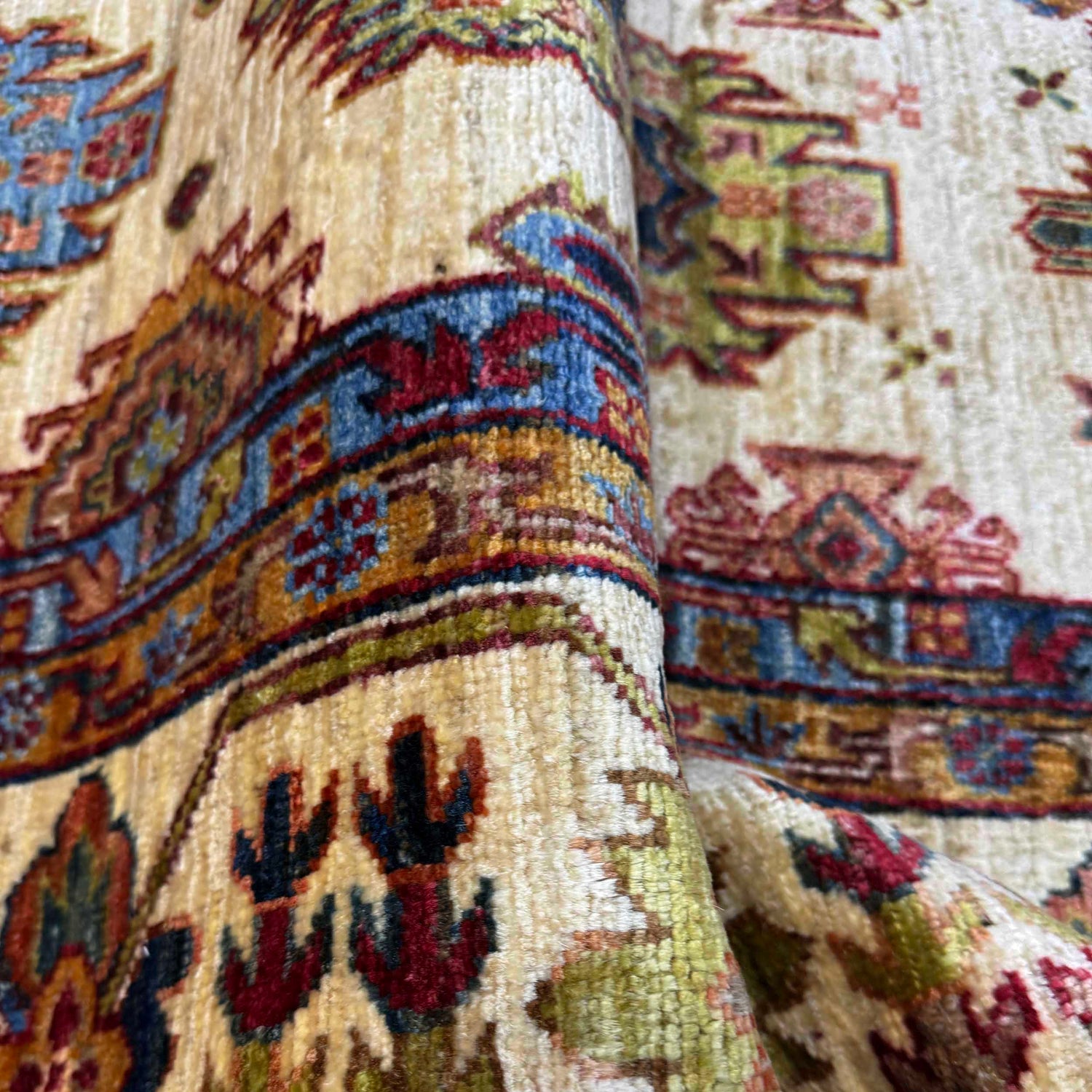 Waziri Area Rug Handmade Beige Medallion 7x10 ft