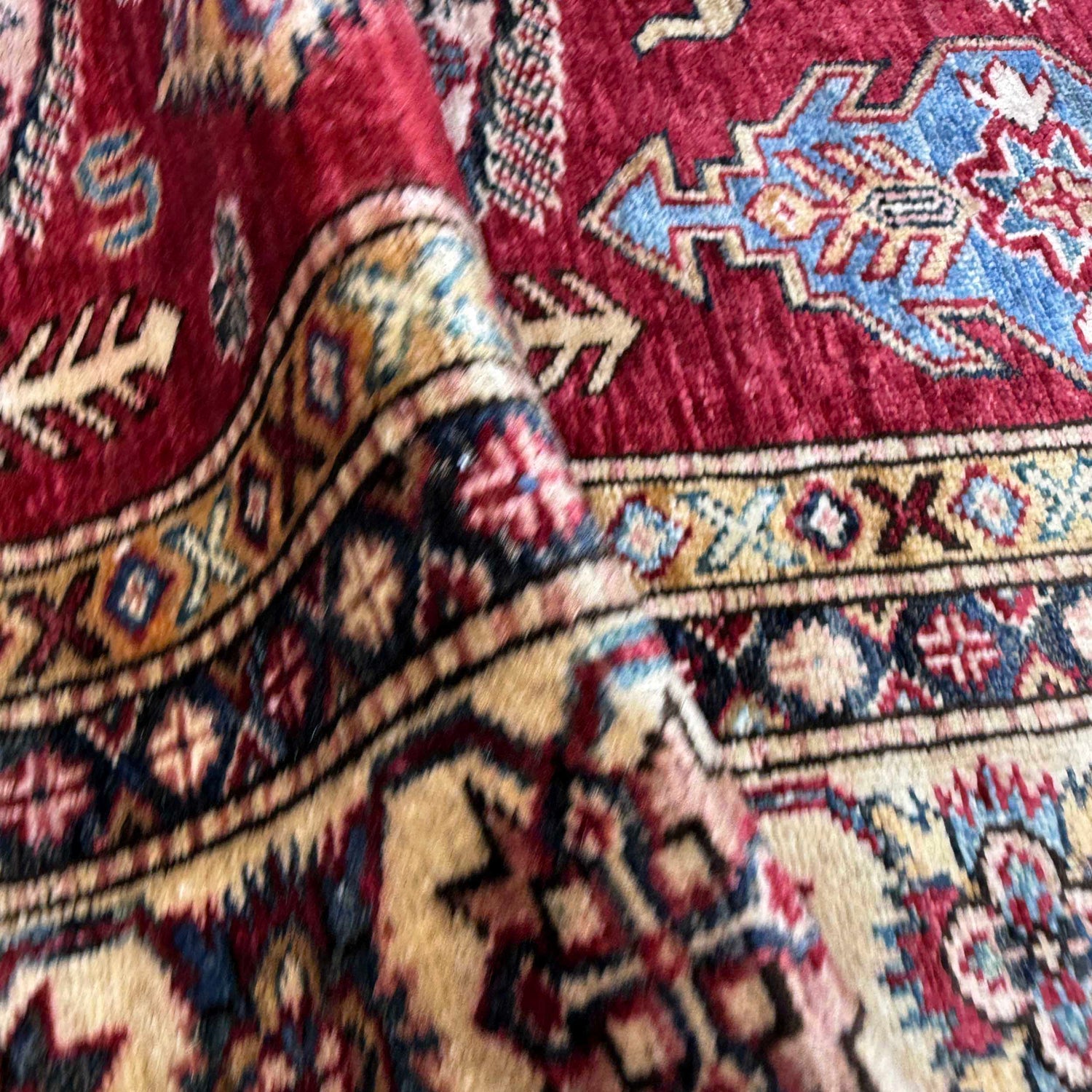 Kazak Rug Handmade Red Medallion 5x8 ft