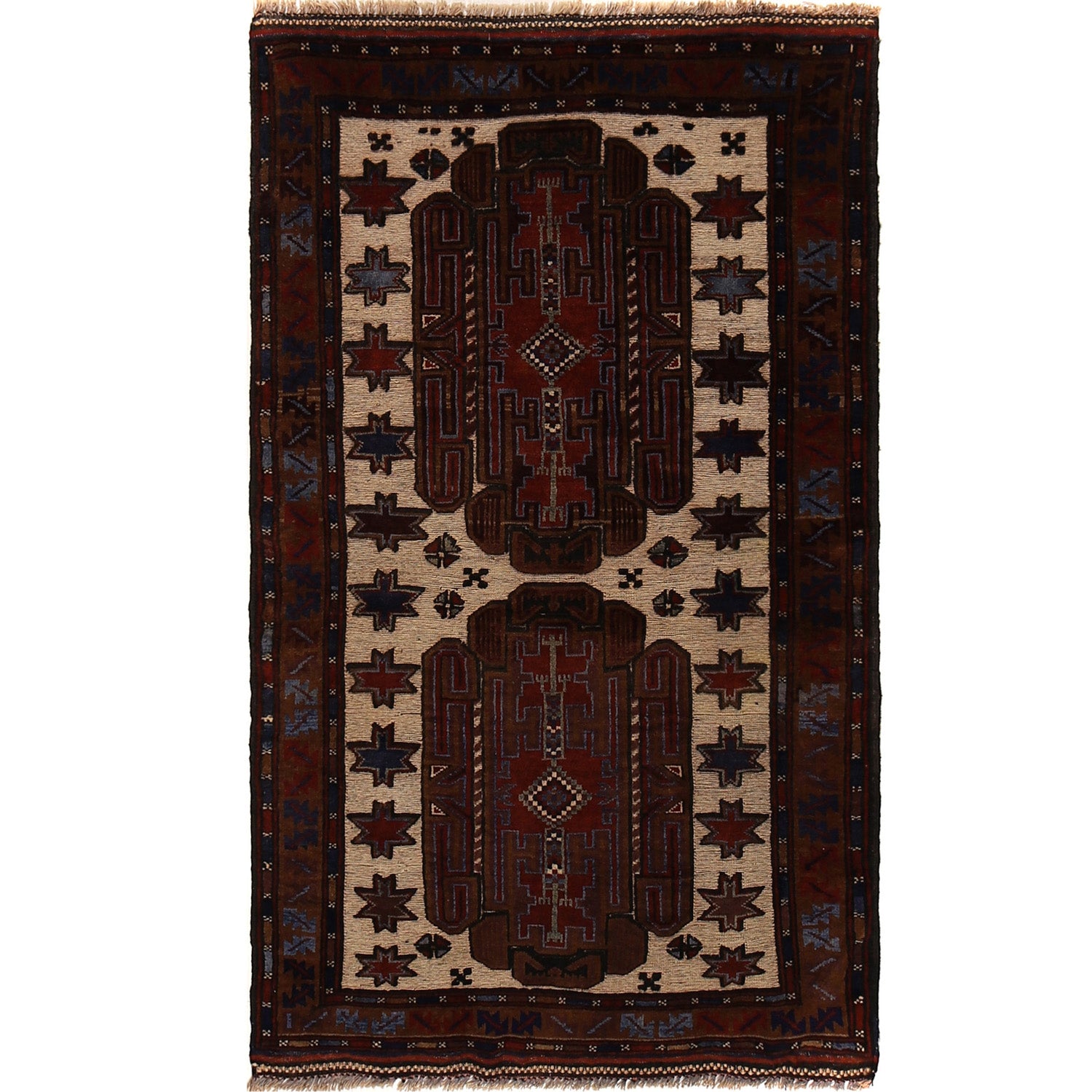 Baluchi Rug Handmade Multi Geometric 3x5 ft