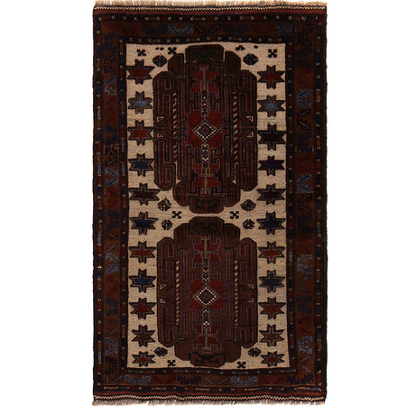 Baluchi Rug Handmade Multi Geometric 3x5 ft