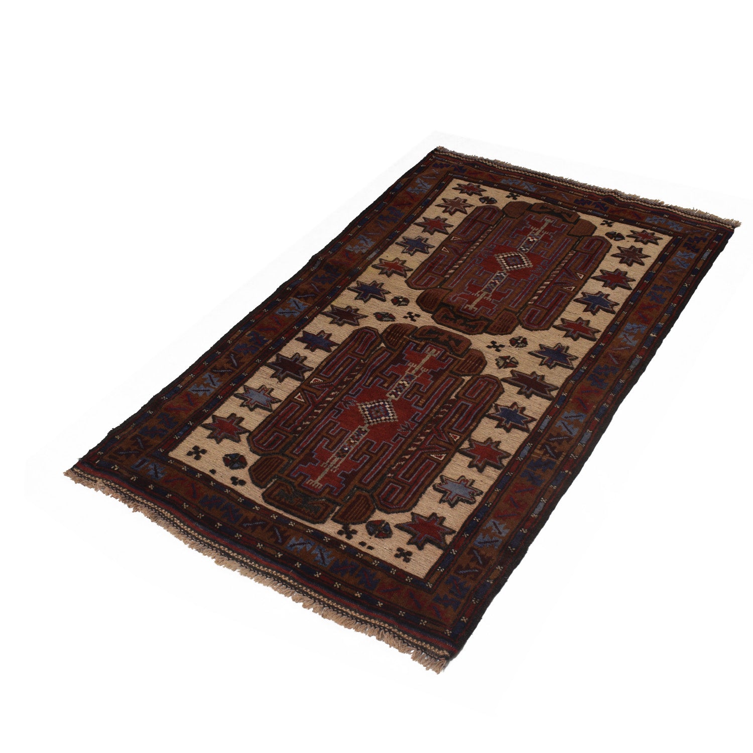 Baluchi Rug Handmade Multi Geometric 3x5 ft