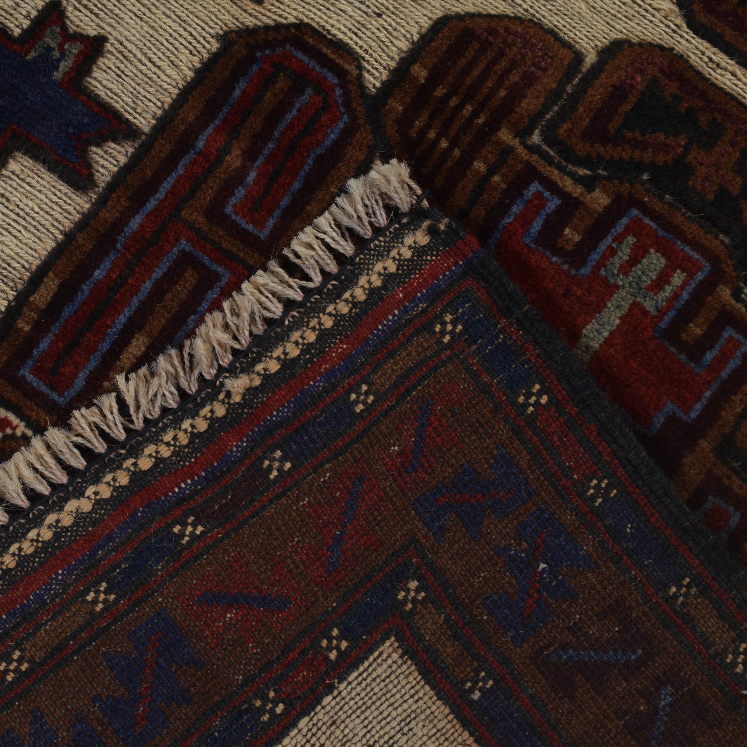 Baluchi Rug Handmade Multi Geometric 3x5 ft