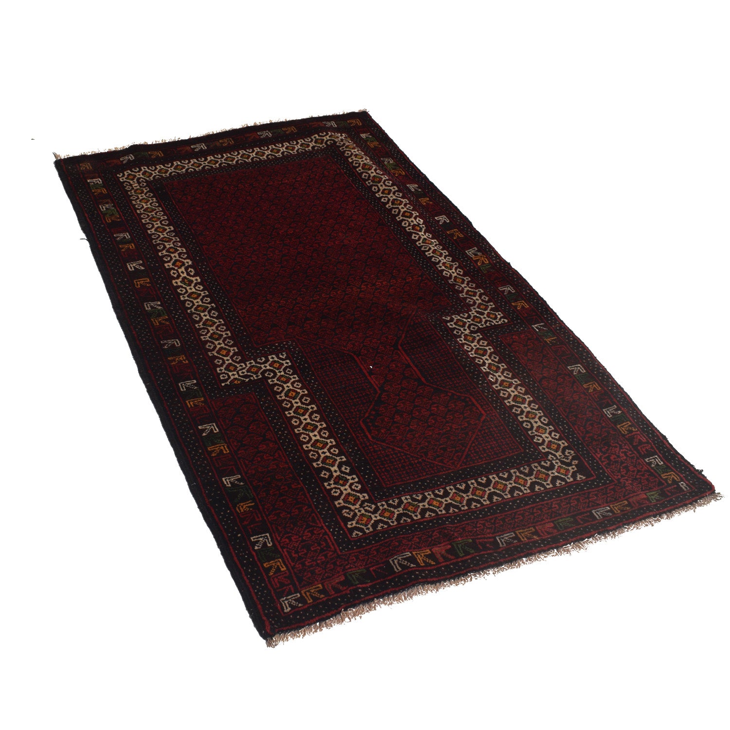 Baluchi Rug Handmade Red Prayer Design 3x5 ft