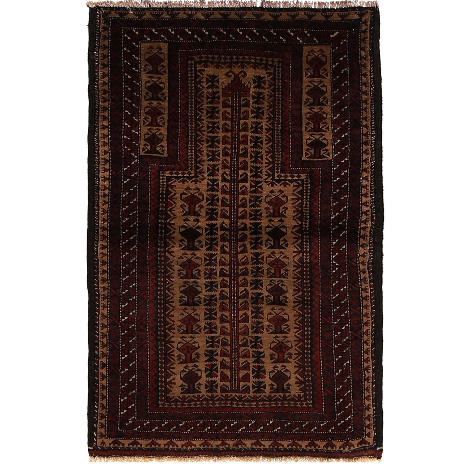 Baluchi Rug Handmade Multi Prayer Design 2x4 ft