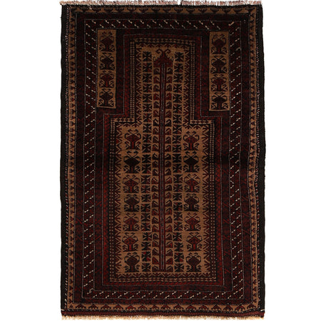 Baluchi Rug Handmade Multi Prayer Design 2x4 ft