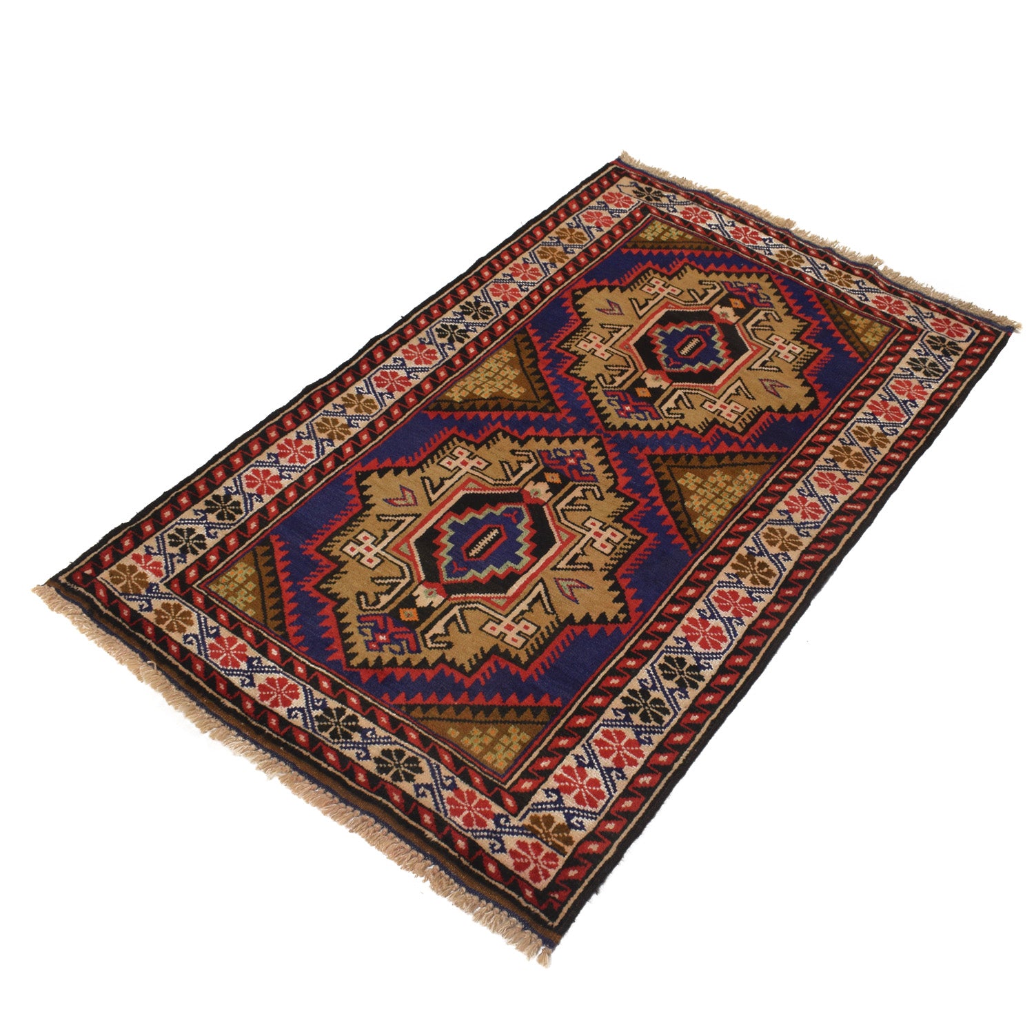 Baluchi Rug Handmade Multi Geometric 3x5 ft