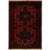 Baluchi Rug Handmade Red Geometric 3x5 ft