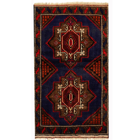 Baluchi Rug Handmade Multi Geometric 3x5 ft