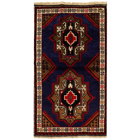 Baluchi Rug Handmade Multi Geometric 3x5 ft