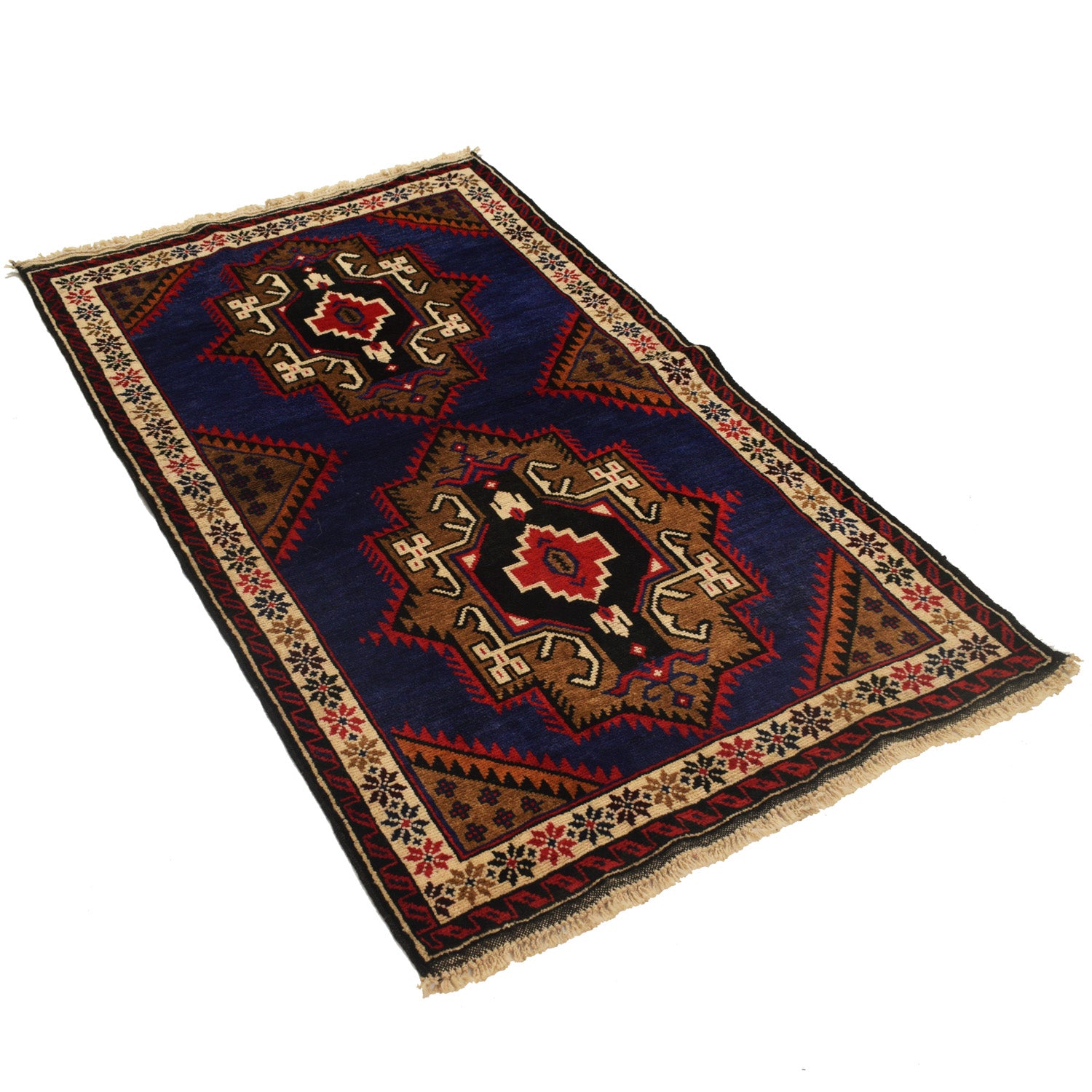 Baluchi Rug Handmade Multi Geometric 3x5 ft