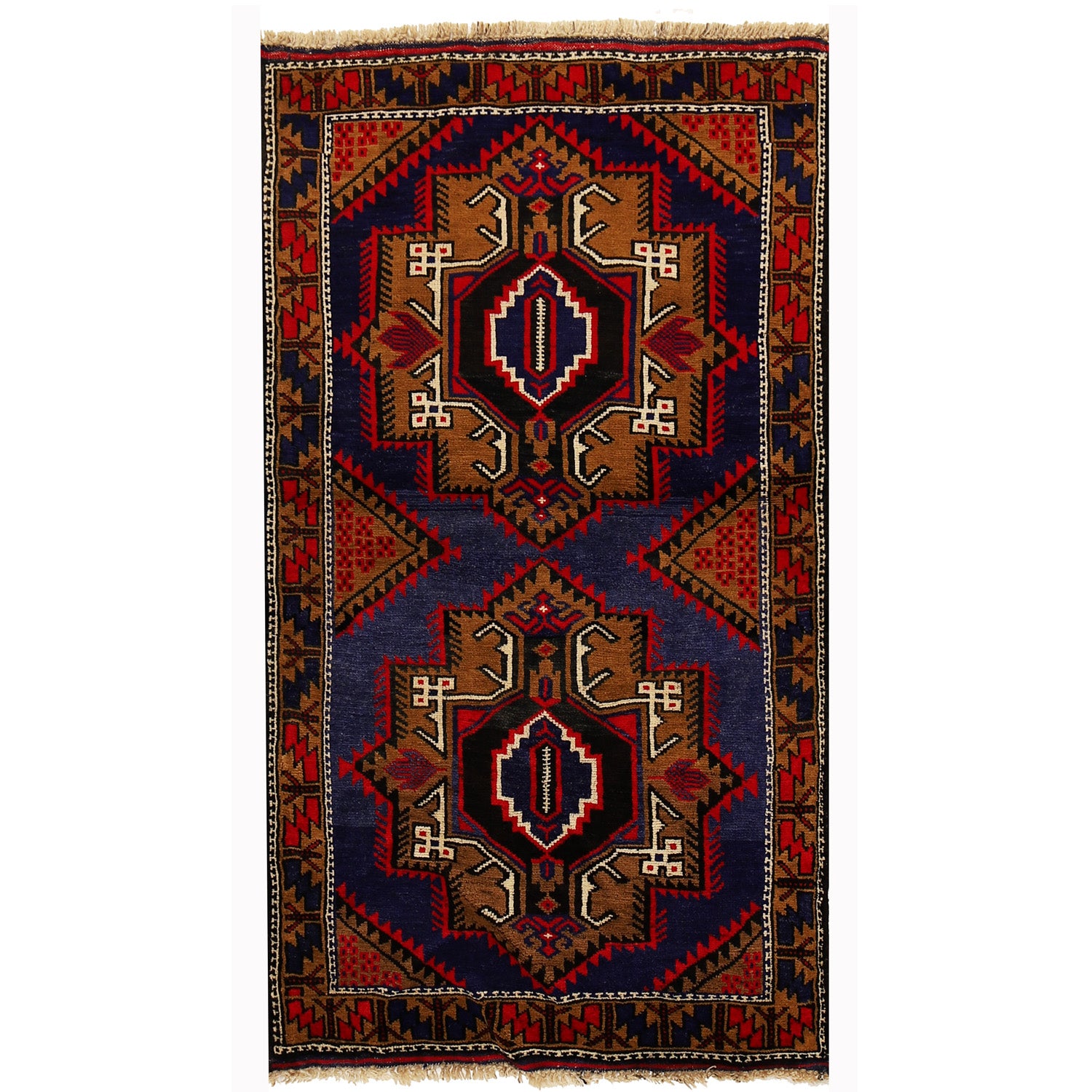 Baluchi Rug Handmade Multi Geometric 3x5 ft