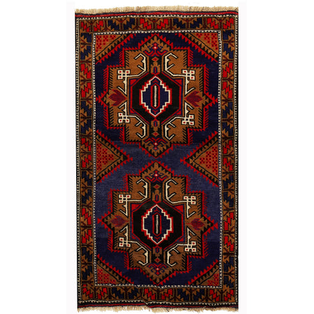 Baluchi Rug Handmade Multi Geometric 3x5 ft