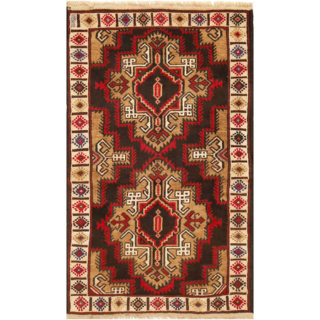 Baluchi Rug Handmade Multi Geometric 3x5 ft