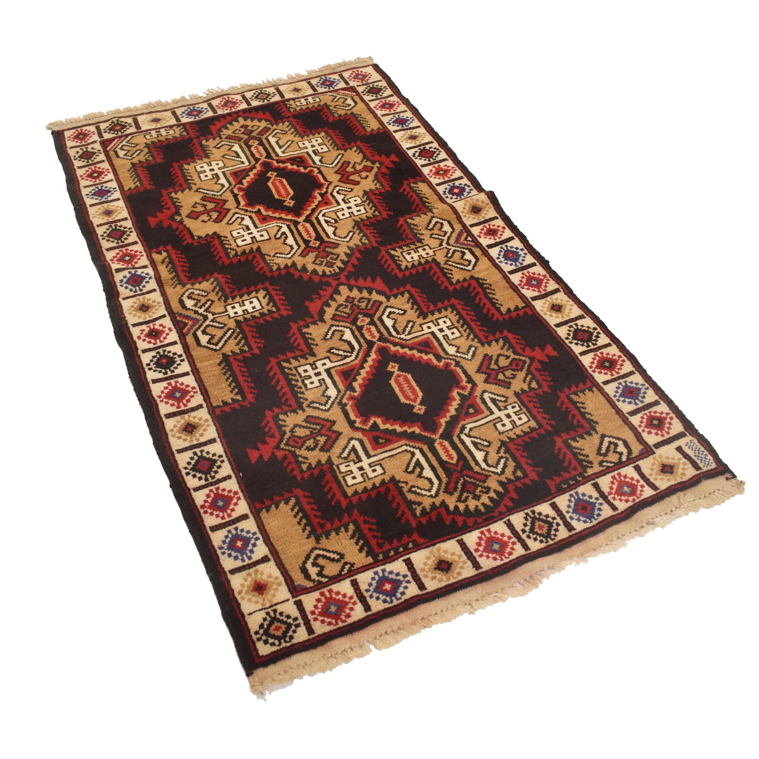 Baluchi Rug Handmade Multi Geometric 3x5 ft