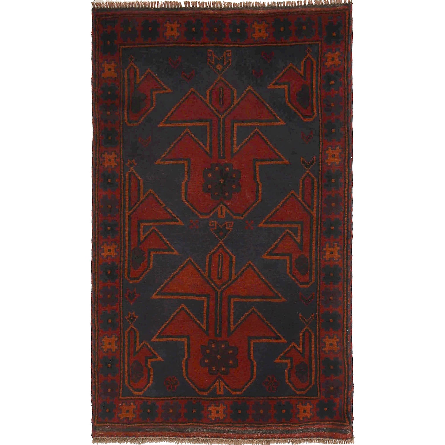 Baluchi Rug Handmade Multi Geometric 3x5 ft