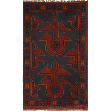 Baluchi Rug Handmade Multi Geometric 3x5 ft