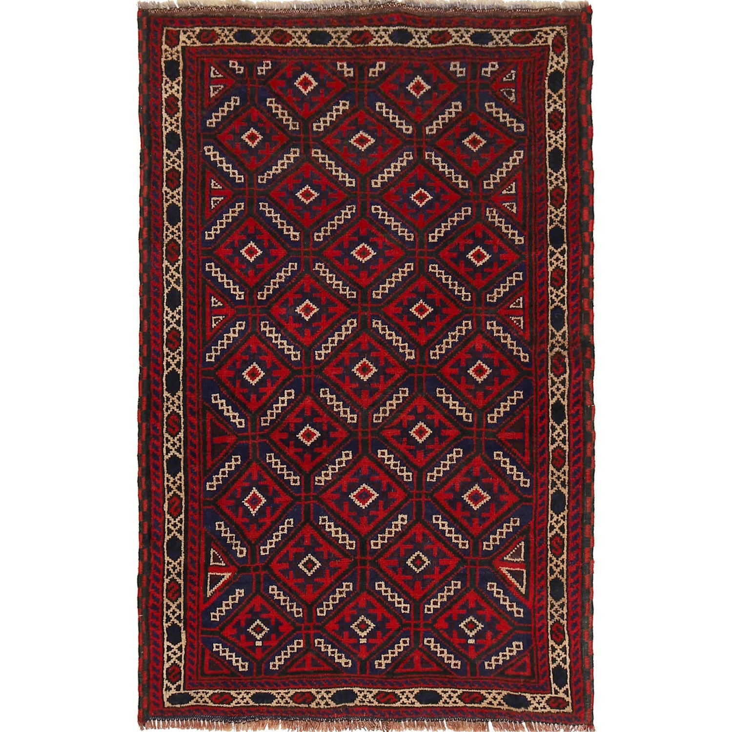 Baluchi Rug Handmade Multi Geometric 3x5 ft