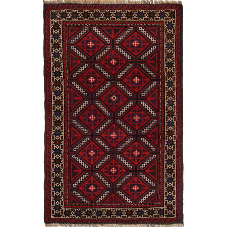 Baluchi Rug Handmade Multi Geometric 3x5 ft