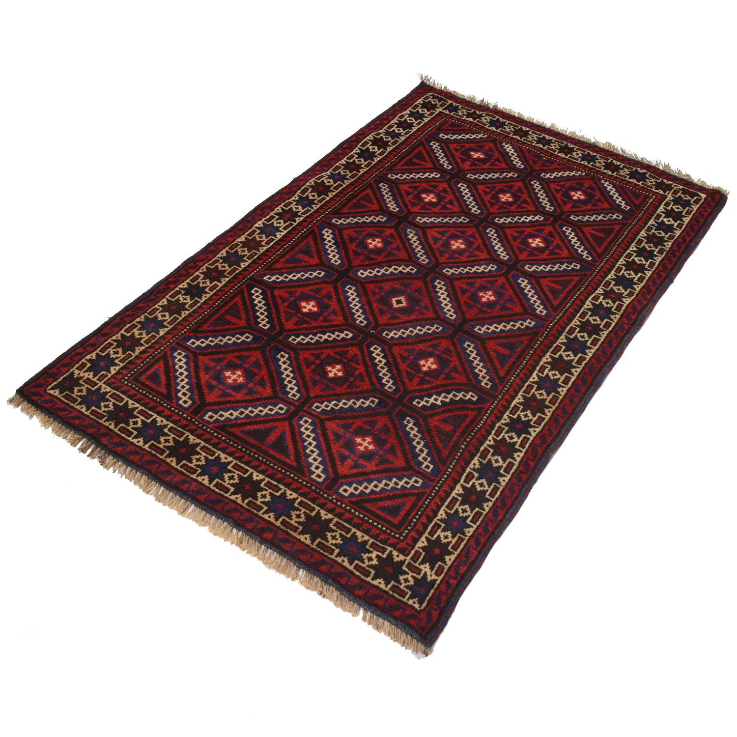 Baluchi Rug Handmade Multi Geometric 3x5 ft