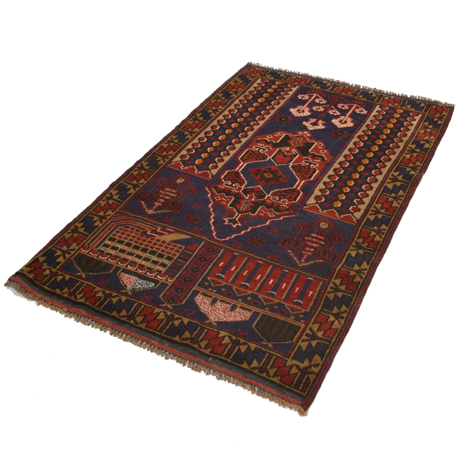 Baluchi Rug Handmade Multi Prayer Design 3x5 ft