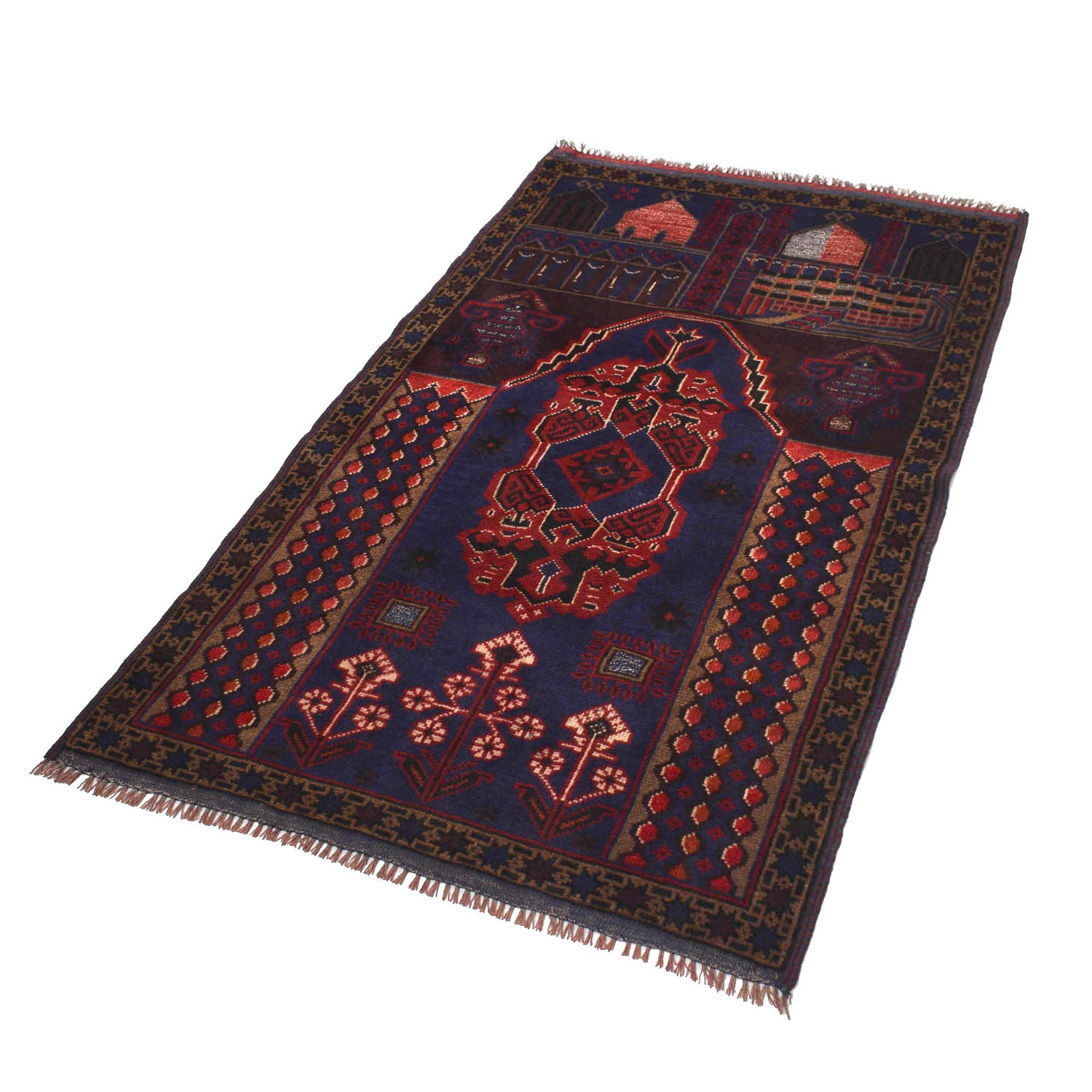 Baluchi Rug Handmade Multi Prayer Design 3x5 ft