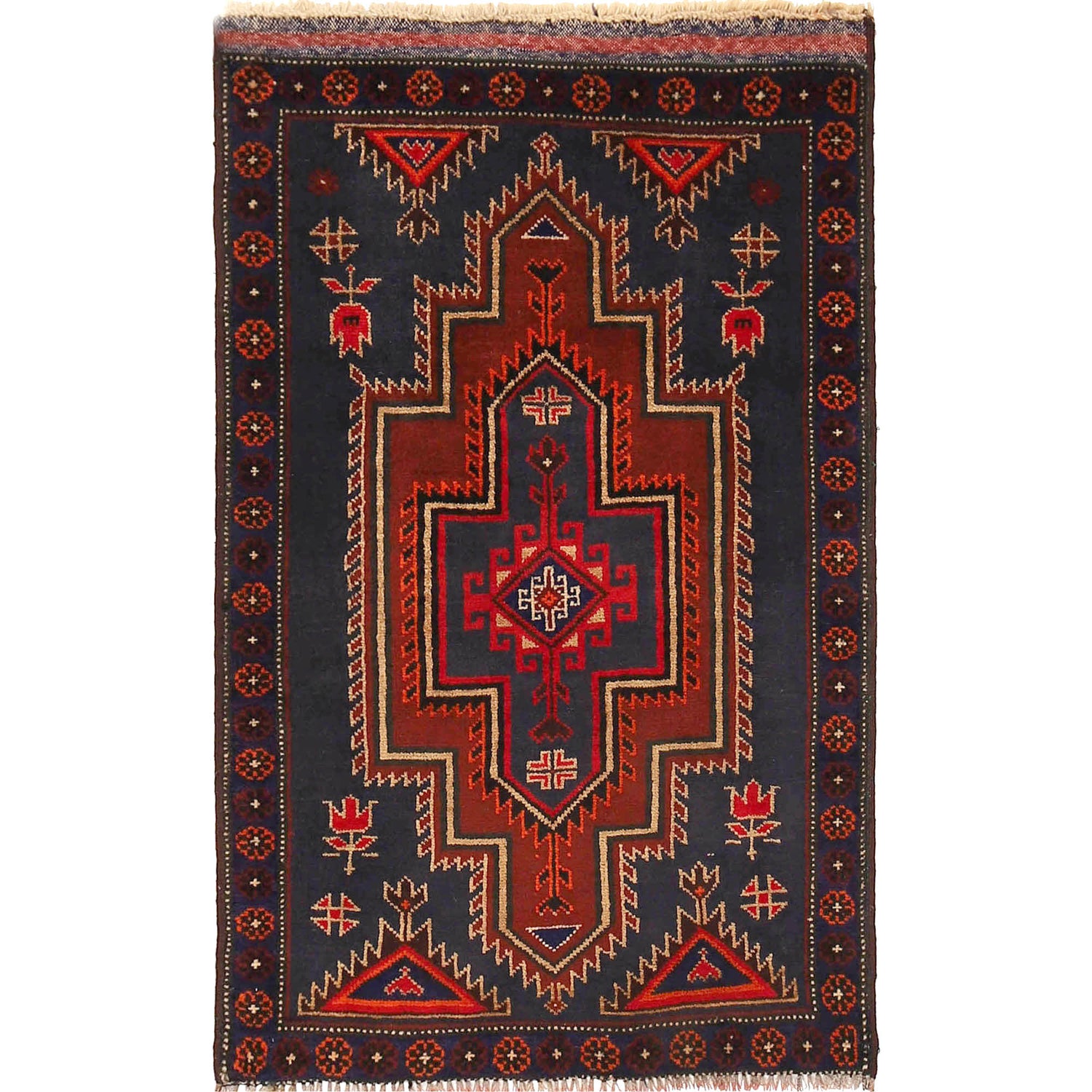 Baluchi Rug Handmade Multi Floral 2x4 ft