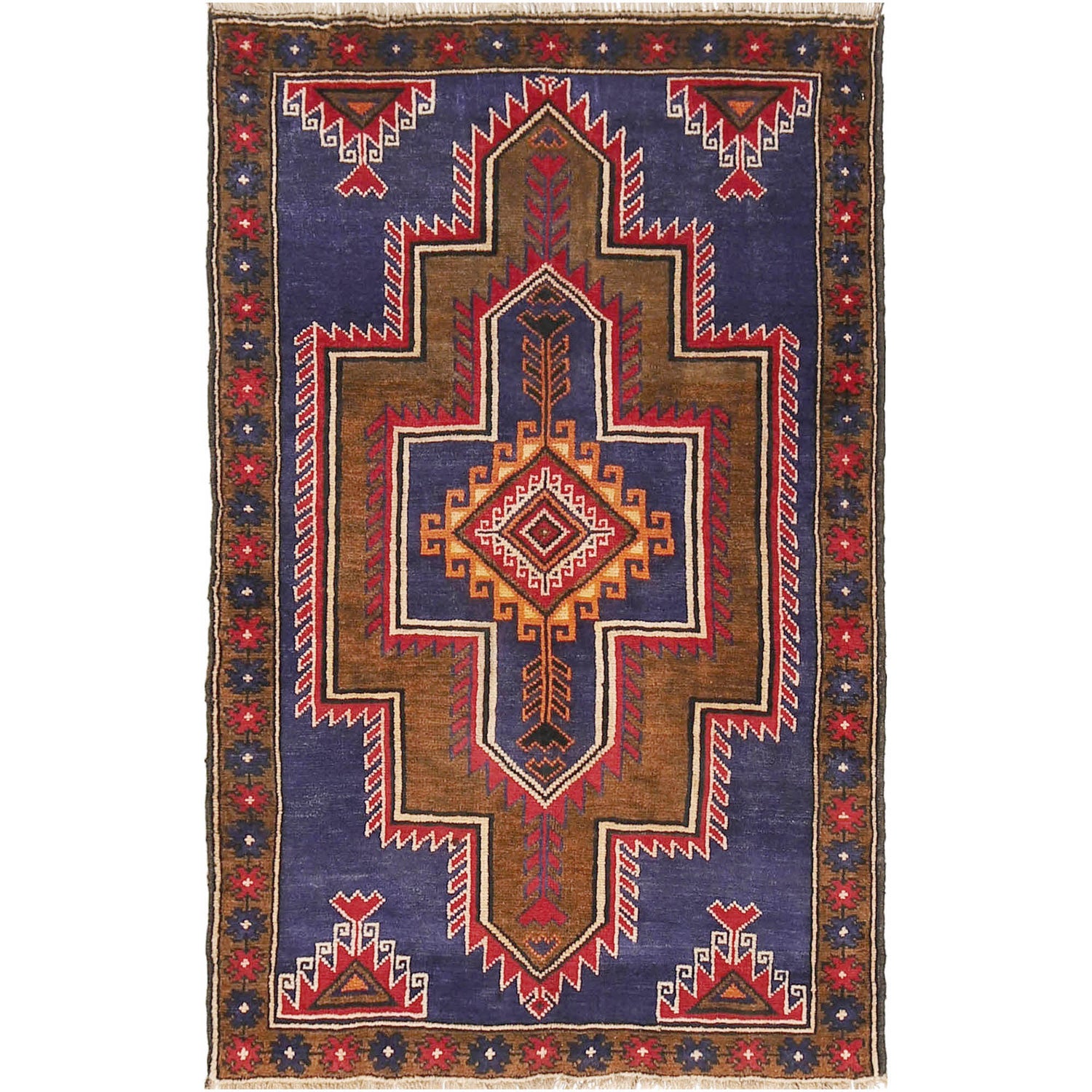 Baluchi Rug Handmade Multi Geometric 3x5 ft