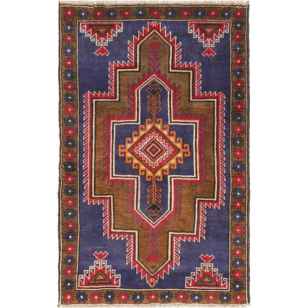 Baluchi Rug Handmade Multi Geometric 3x5 ft