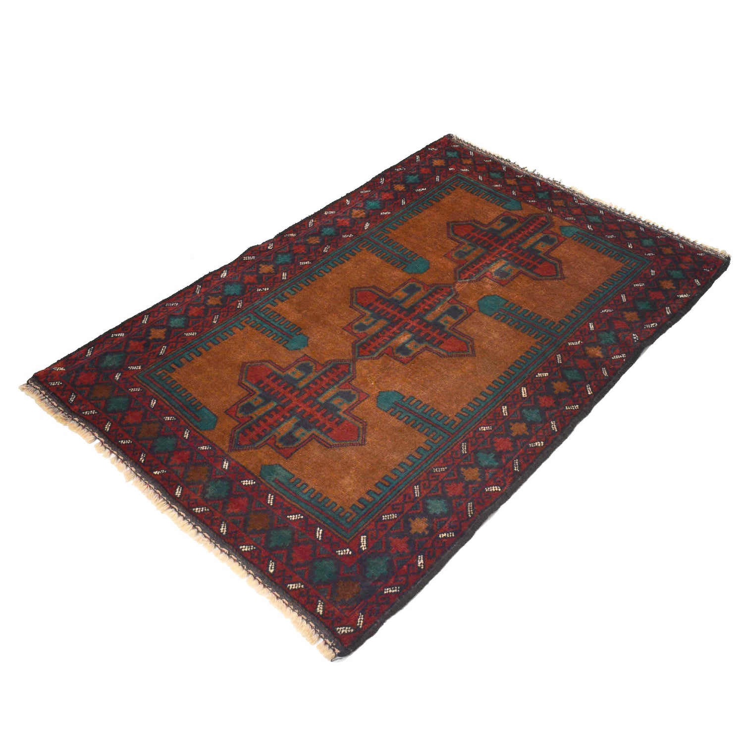 Baluchi Rug Handmade Brown Geometric 2x4 ft