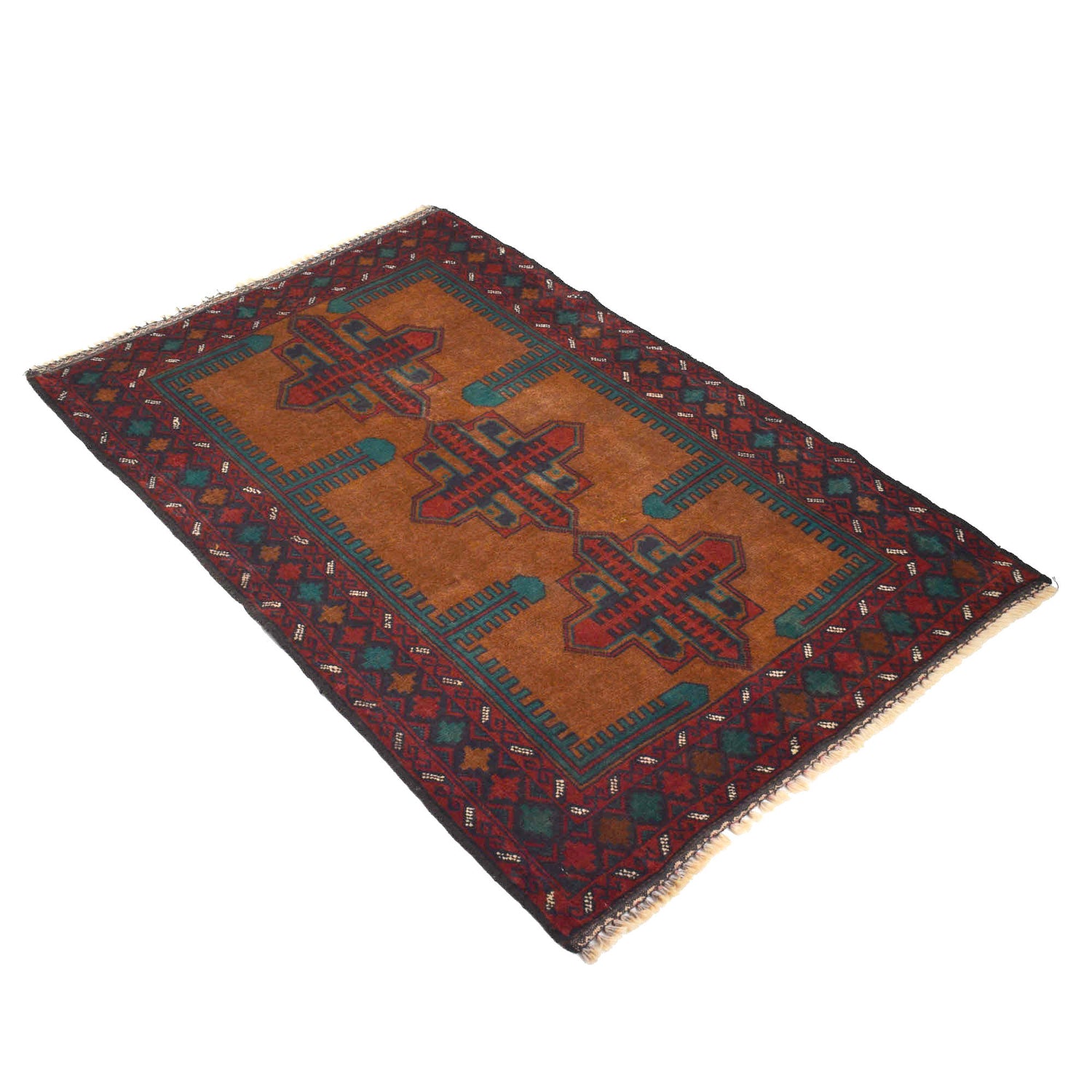 Baluchi Rug Handmade Brown Geometric 2x4 ft