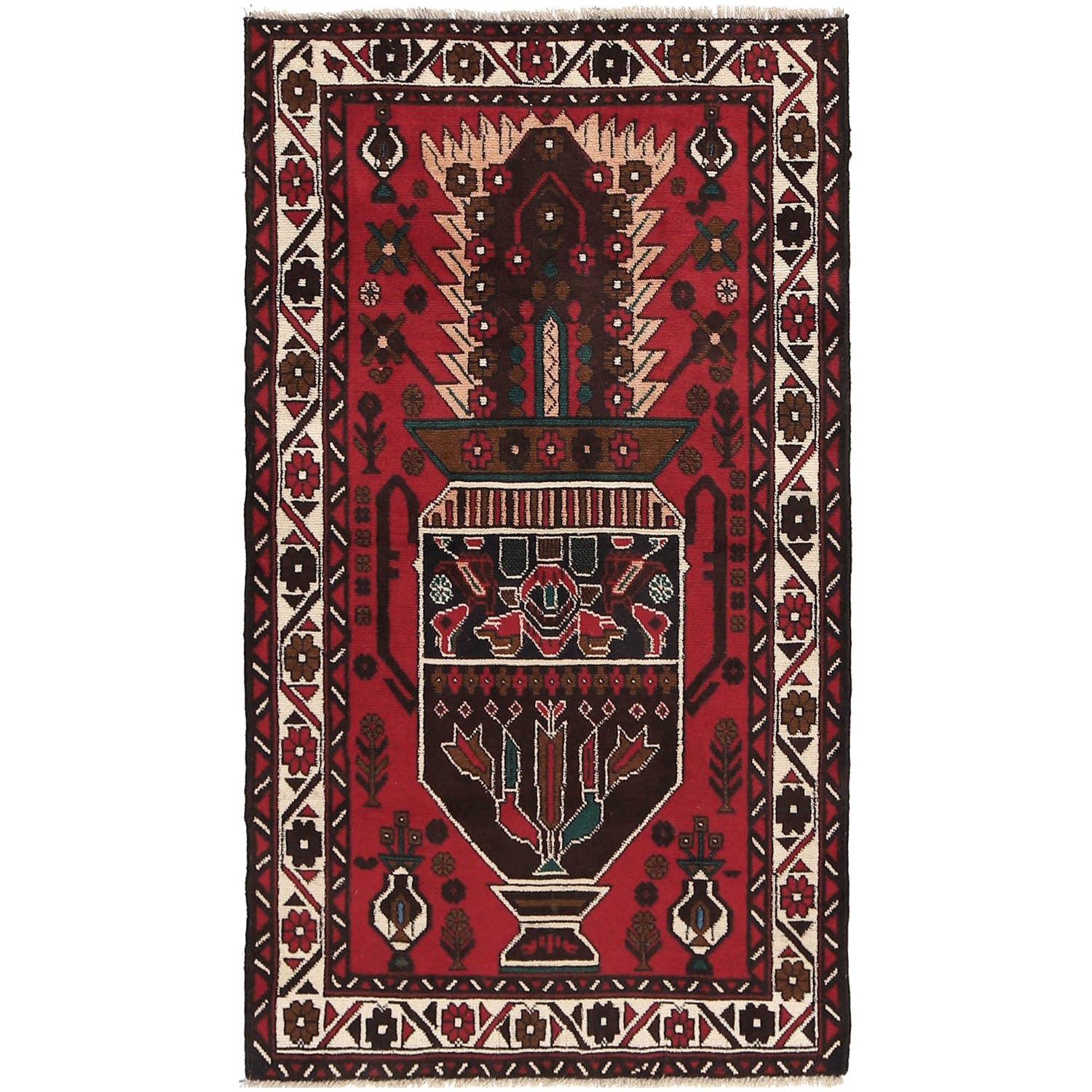 Baluchi Rug Handmade Multi Geometric 3x5 ft