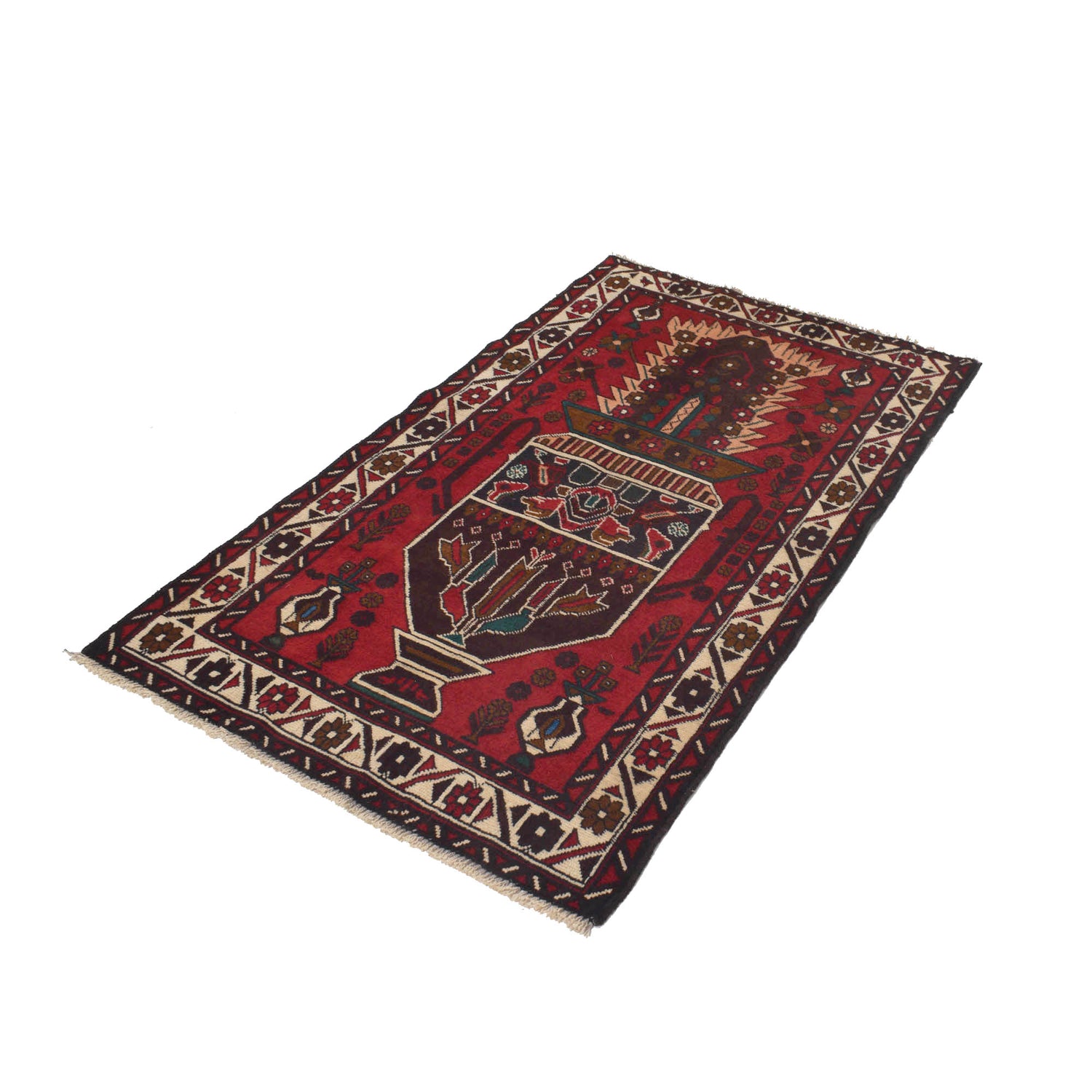 Baluchi Rug Handmade Multi Geometric 3x5 ft