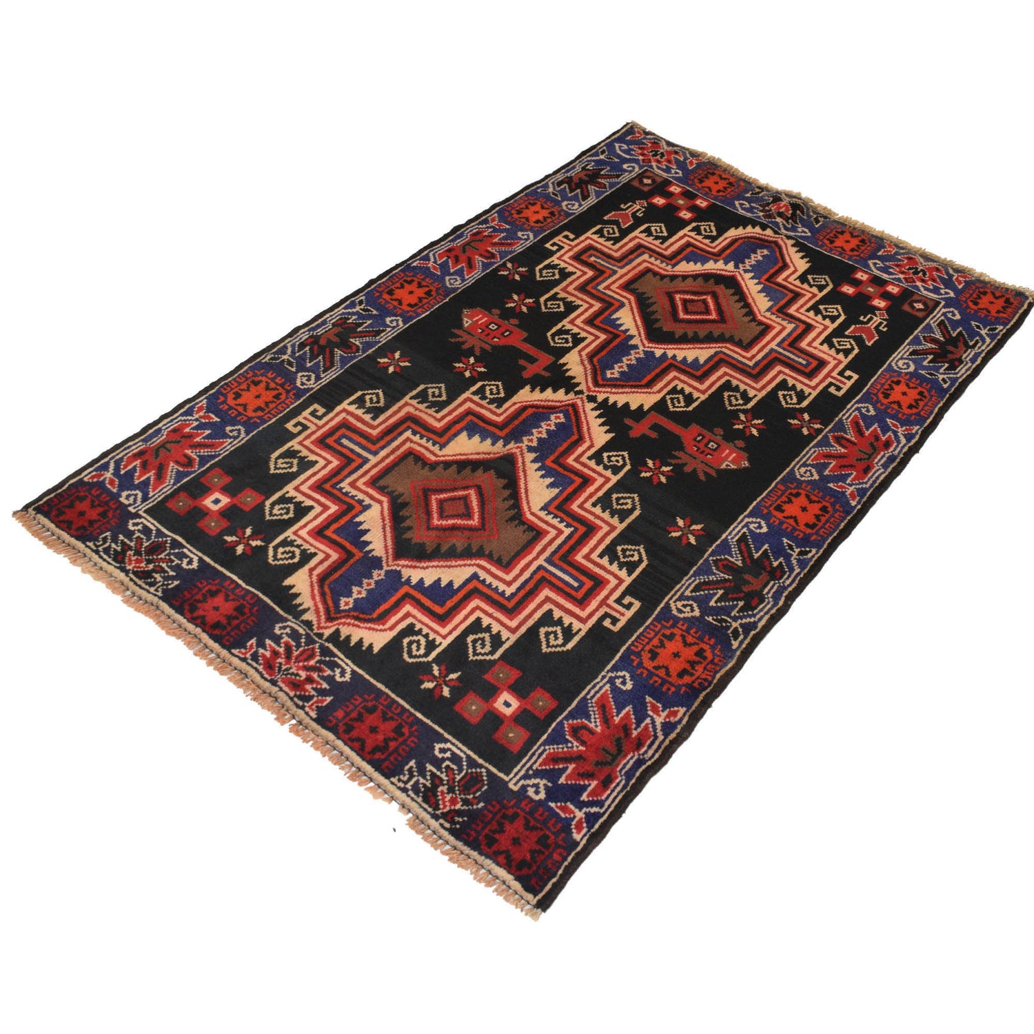 Baluchi Rug Handmade Multi Geometric 3x5 ft