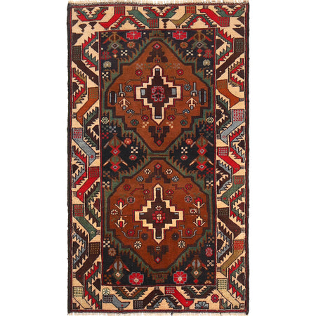 Baluchi Rug Handmade Multi Geometric 3x5 ft