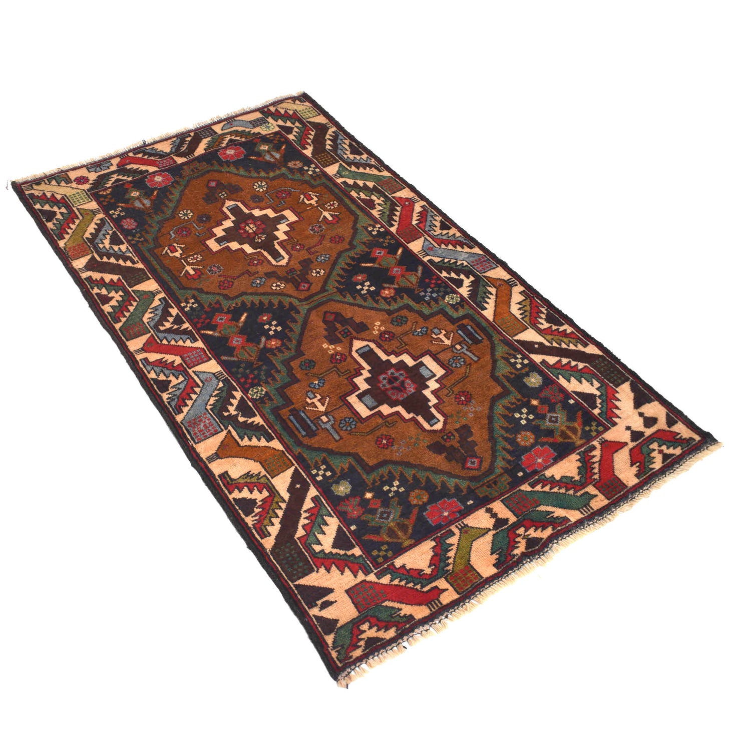 Baluchi Rug Handmade Multi Geometric 3x5 ft