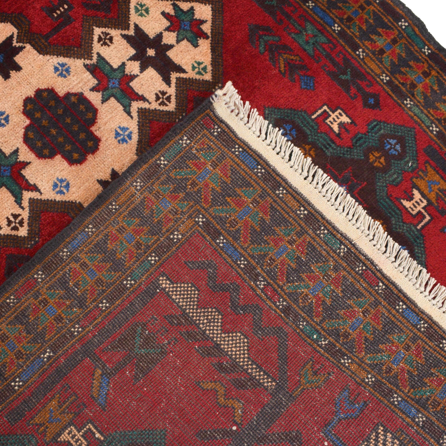 Baluchi Rug Handmade Red Geometric 3x5 ft