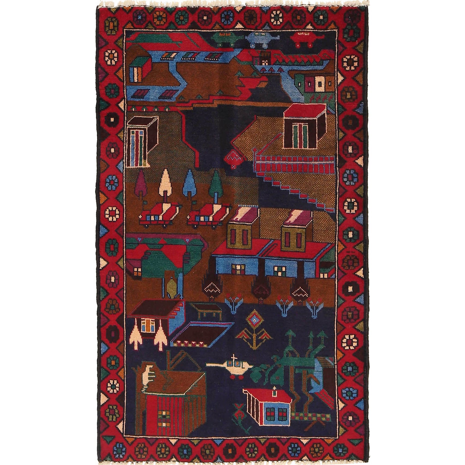 Pictorial Rug Handmade Multi Design